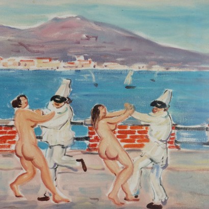 Gemälde von Mario Cortiello 1972, Neapel ist Pulcinella, Mario Cortiello, Mario Cortiello, Mario Cortiello, Mario Cortiello, Mario Cortiello, Mario Cortiello