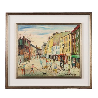 Contemporary Painting M. Cortiello 1974 City Glimpses Oil on Canvas