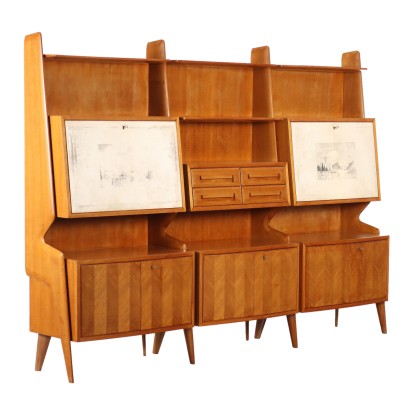 Meuble Vintage Années 50-60 Plaqué en Acajou Papier Parchemin