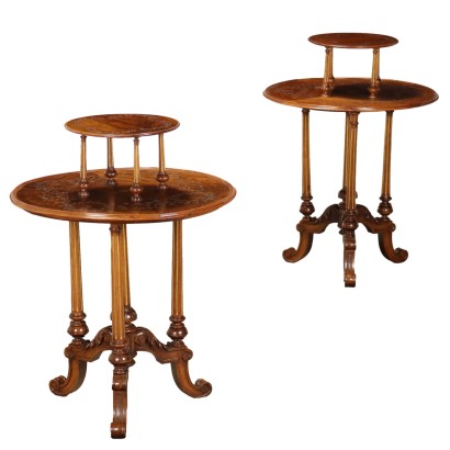 Pair of Eclectic Clothing Racks '900 Mahogany Wood Phytomorphic Motifs