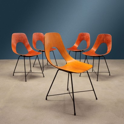 Ariston Chairs A. Bozzi for Saporiti Plywood Italy 1950s