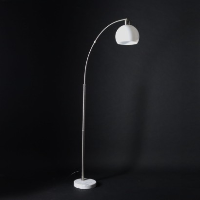 Lampadaire Vintage des Années 80 Italie Base en Marbre Métal Chromé