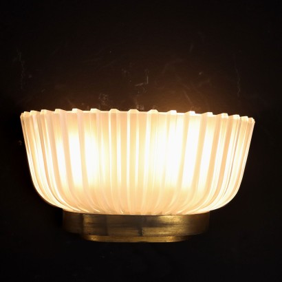 Lampes à Mur Vintage Italie Années 40 Appliques Métal Laiton Verre
