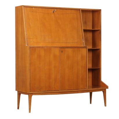 Vintage Cabinet Flap Italy 1950s Ash Veneered Wood
