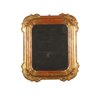 Ancient Cabaret Mirror '800 Gilded Frame Carved Wood Furnishing