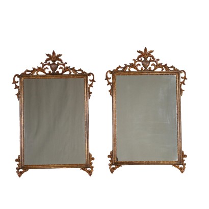 Antike Spiegel '900 Rahmen aus Geschnitztem Holz Vergoldet Rocaille