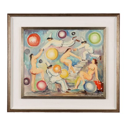 Contemporary Painting M. Cortiello 1971 Genre Scene Oil on Canvas