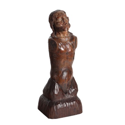 Christ Ancien '600 Bois de Fruit Gravé Laquage