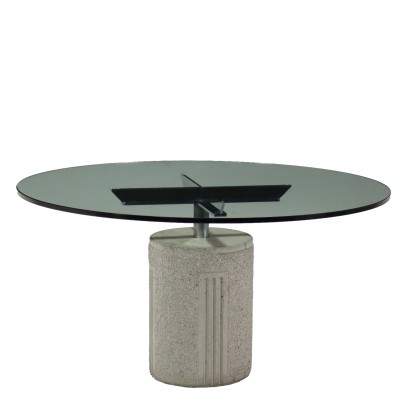 Vintage Table  from the 1970s Concrete Chromed Metal Glass