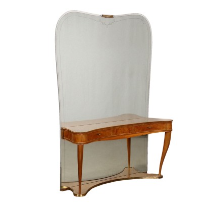 Coiffeuse Vintage des Années 50-60 Plaquée en Loupe Miroir