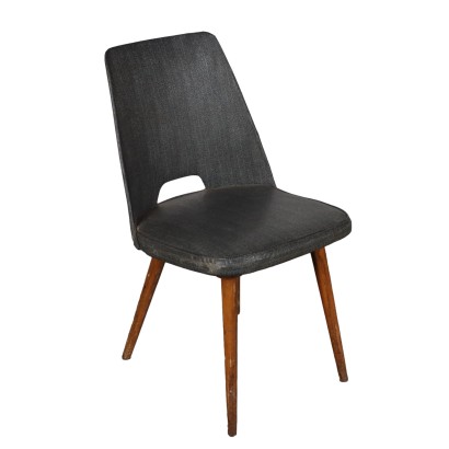 Vintage Stuhl der 50er-60er Jahre Schaum Polsterung Kunstleder Buche