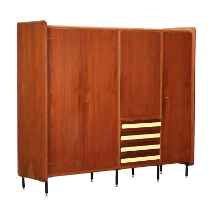 Armoire Vintage des Années 60 Plaqué en Teck Laminé Métal