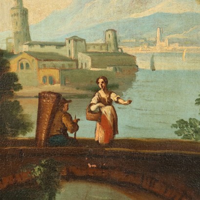 Peinture de paysage avec ruines et f, Paysage avec ruines et figures, Peinture de paysage avec ruines et figu