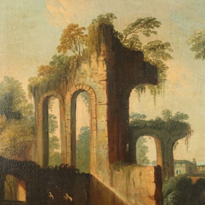 Peinture de paysage avec ruines et f, Paysage avec ruines et figures, Peinture de paysage avec ruines et figu