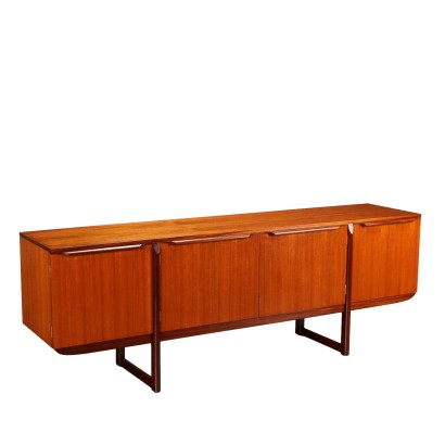 Buffet Bas Vintage Anglais Années 60 Plaqué en Teck Volets
