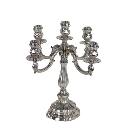 Ancient Candlestick Castaudi and Gautero 1950s-60s Embossed Silver