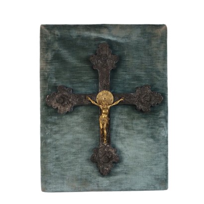 Crucifix Ancien '700 Bois Métal Bronze Doré