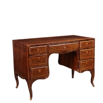 Bureau Néoclassique Ancien '700 Plaqué en Bois Exotique Sapin