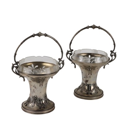 Pair of Silver and Glass Cake Stands