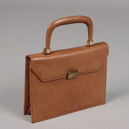 Borsa Portadocumenti Vintage in Pelle con Tasca Italia Anni 60-70