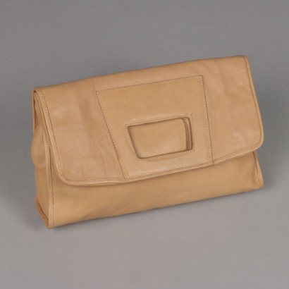 Sand Color Leather Bag, Vintage Sand Color Leather Bag