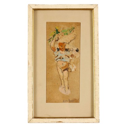 Antikes Gemälde '800 E. Dalbono Studie einer Jungen Figur