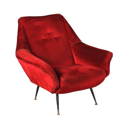 Fauteuil Vintage des Années 60 Rembourrage Mousse Velours Métal