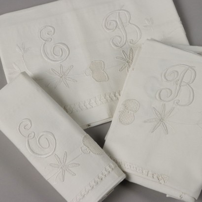Ancient Pillowcase Cover 3 Pieces '900 Composition White Cotton