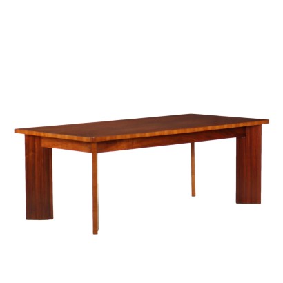 Vintage Italian Table from the 1960s Teak Veneered Wood Brass