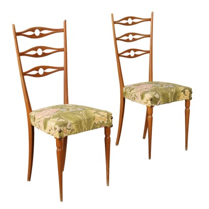 Chaises Vintage des Années 60 Bois de Hêtre Rembourrage Tissu