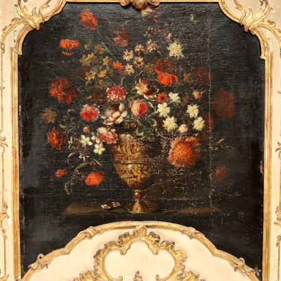 Carved and lacquered Lombard fireplace