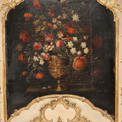 Carved and lacquered Lombard fireplace