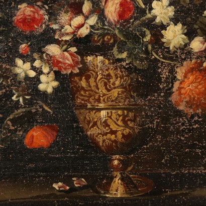 Carved and lacquered Lombard fireplace
