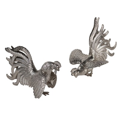 Coppia di Galli in Argento 925