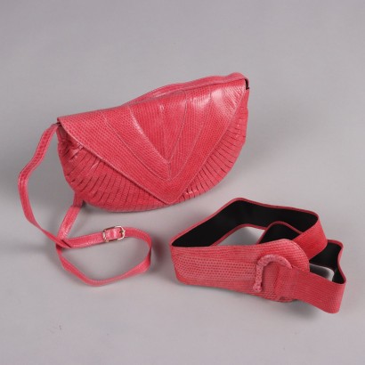 Pink Vintage Clutch Bag with Belt