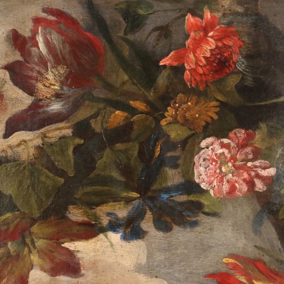 Painted with female bust with garland,Female bust surrounded by garland