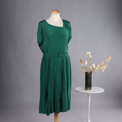 Vintage Sheeath Dress Size 8/10 1960s-70s Pure Silk Bottle Green