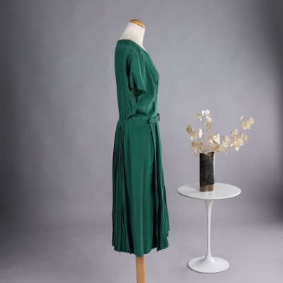 Vintage Dress in Green Silk