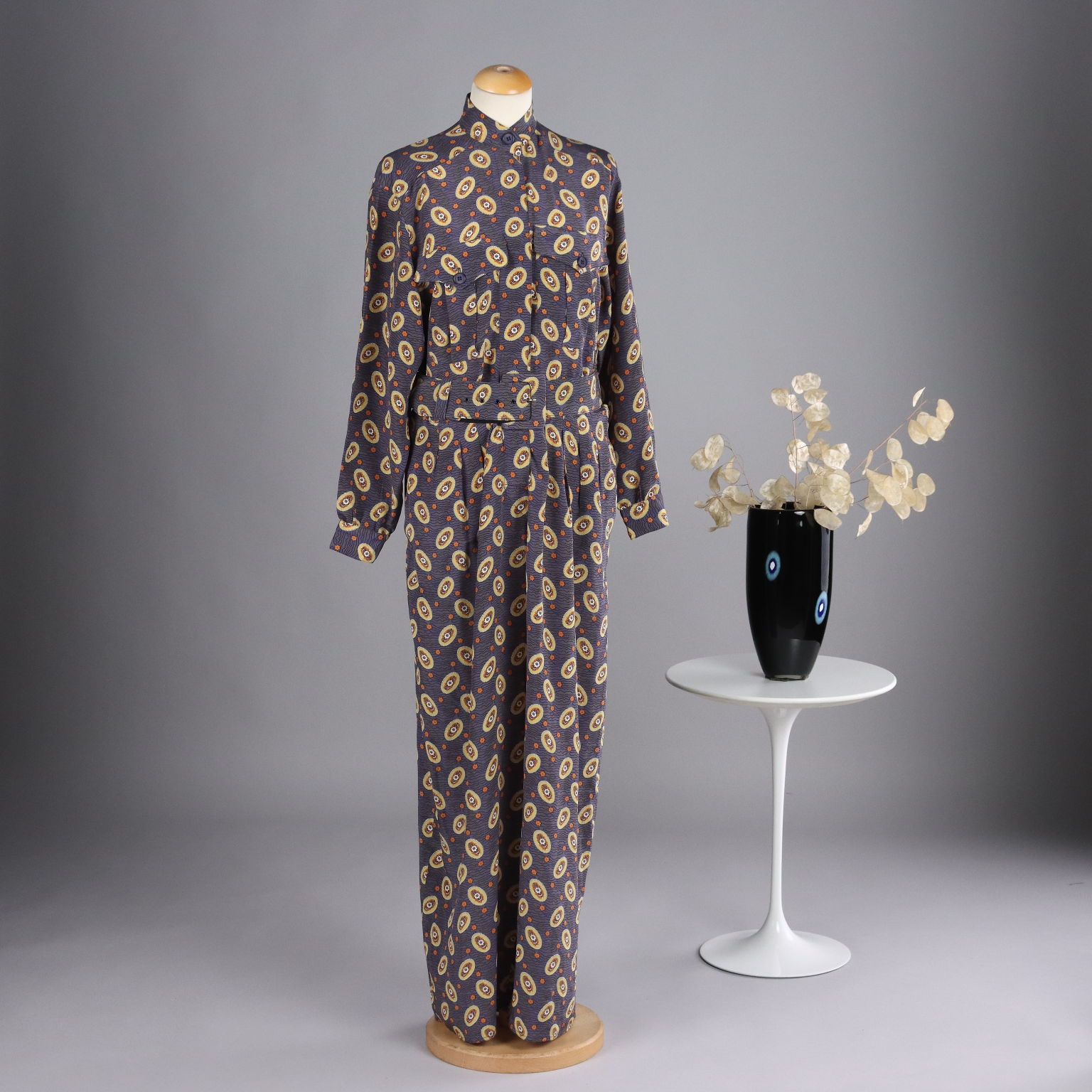 Basile Tuta Jumpsuit Vintage Taglia M L Pura Seta Fantasia Cuciture