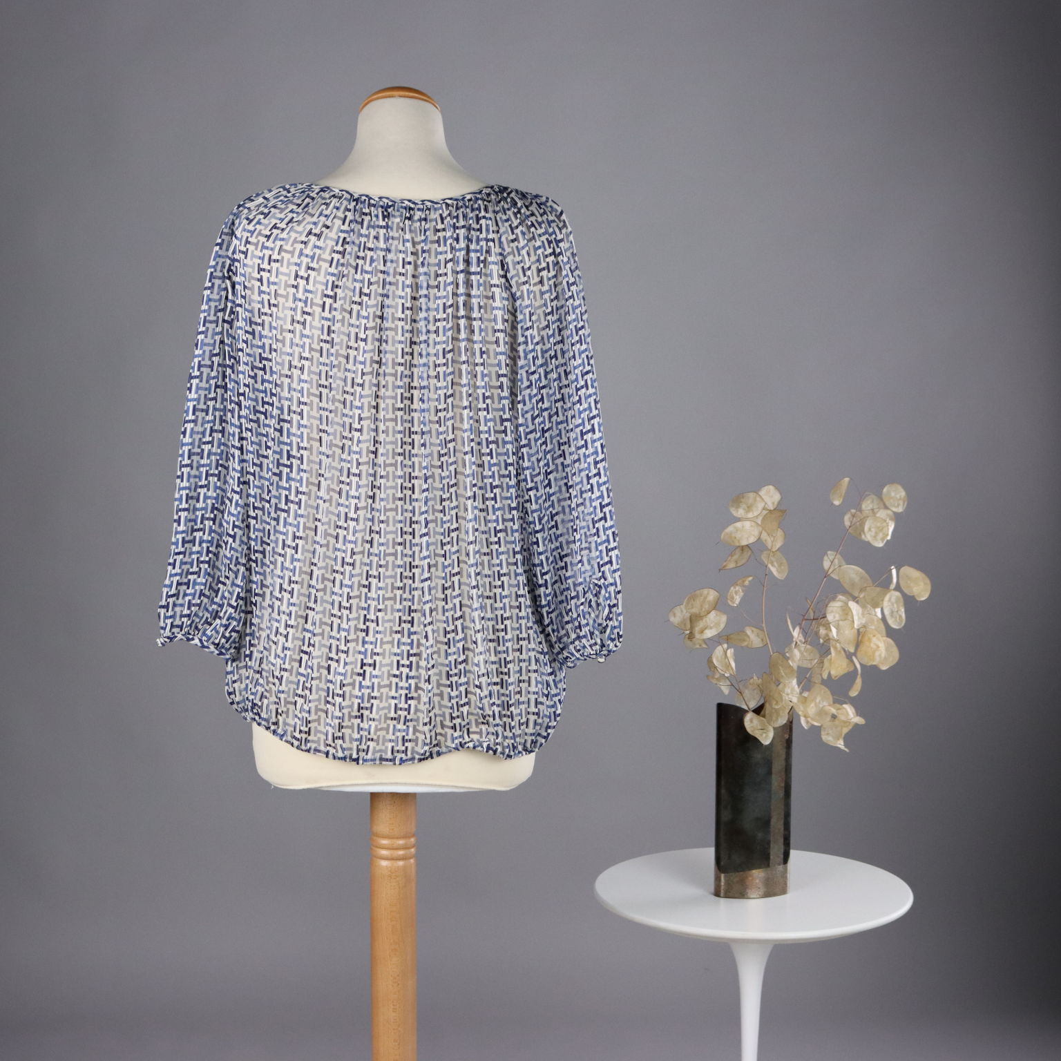 Herm s Shirt Monogram Vintage Size 10 Silk Voile