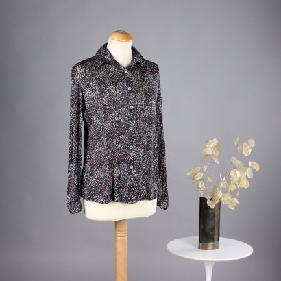 Ungaro Silk Shirt Size 14 1980s-90s Jersey Silk with Prints
