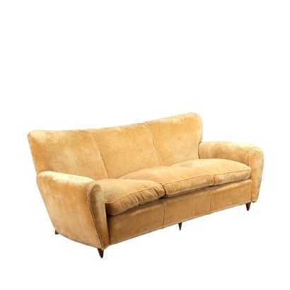 Vintage Sofa der 40er-50er Jahre Buchenholz Feder Samt Mobiliar