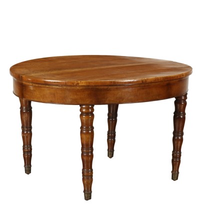 Table Ancienne à Rallonges Moitié du '800 Noyer Jambes Tournées