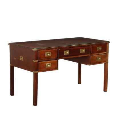 Antiker Schreibtisch in Marine Stil '900 Mahagoni Messing