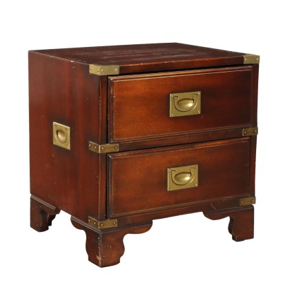 Antique Bedside Table Navy Style '900 Mahogany Brass Furnishing