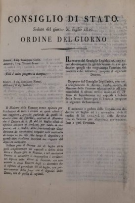 [Raccolta degli Ordini del giorno delle sedute dal Consiglio di Stato del Regno d'Italia dal 27 Luglio 1810 al 26 Marzo 1811]