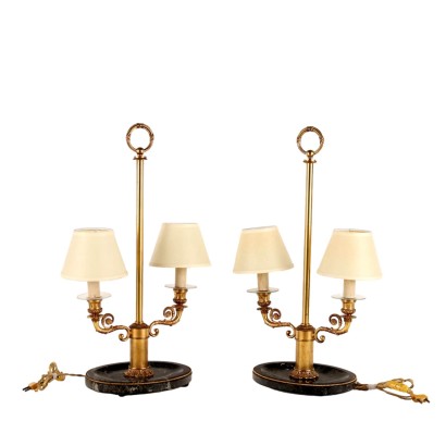 Lampes de Table Vintage Première Moitié du '900 Bronze Doré Marbre