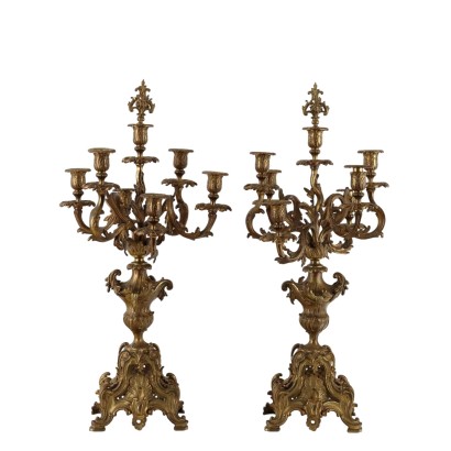 Pair of Candle-Holders Napoleon III Bronze France XIX Century