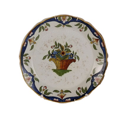 Assiette Ancienne Man. Gien Fin '800 Majolique Motifs Végetaux