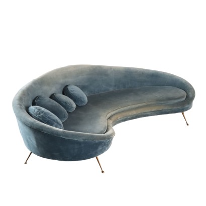 Vintage Sofa Munari Stil 1980er-90er Jahre Messing Schaum Stoff